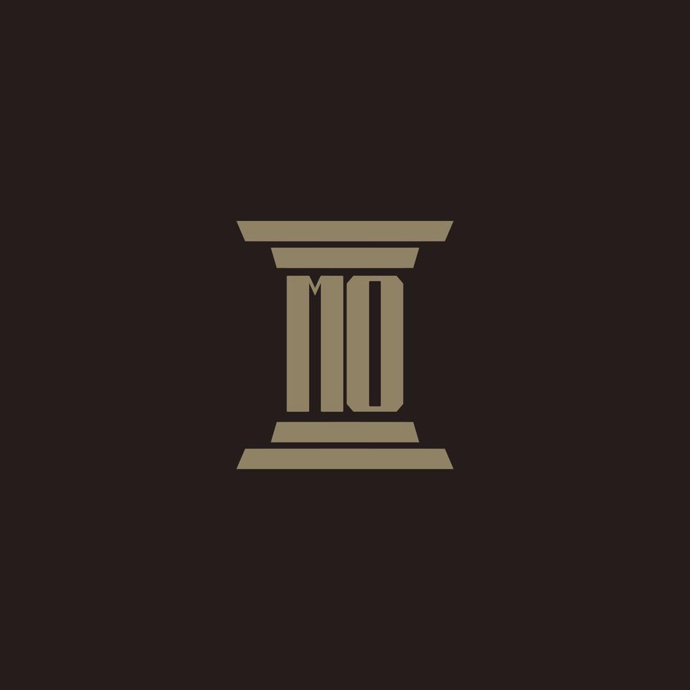 MO-Monogramm-Anfangslogo für Anwaltskanzlei mit Säulendesign vektor