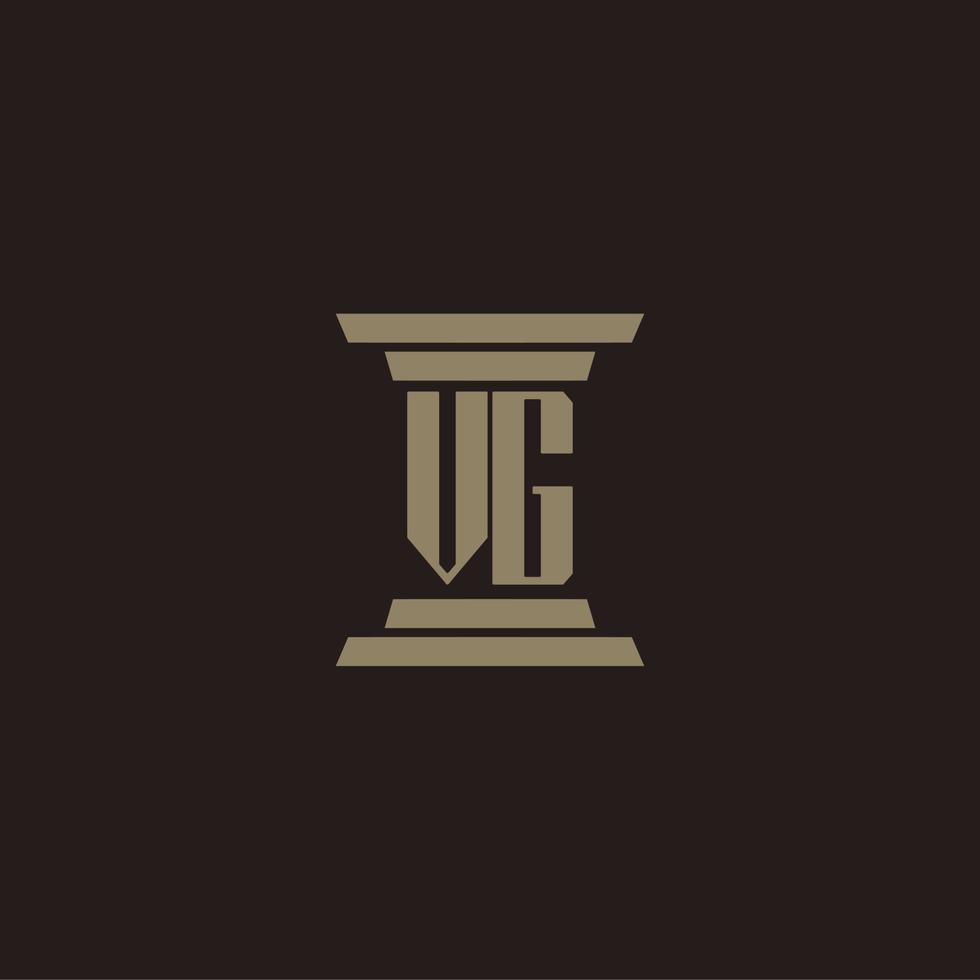vg monogram första logotyp för advokatbyrå med pelare design vektor