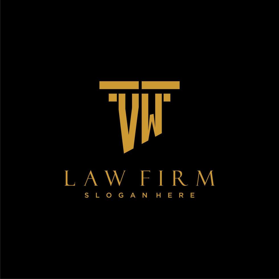 vw monogram första logotyp för advokatbyrå med pelare design vektor