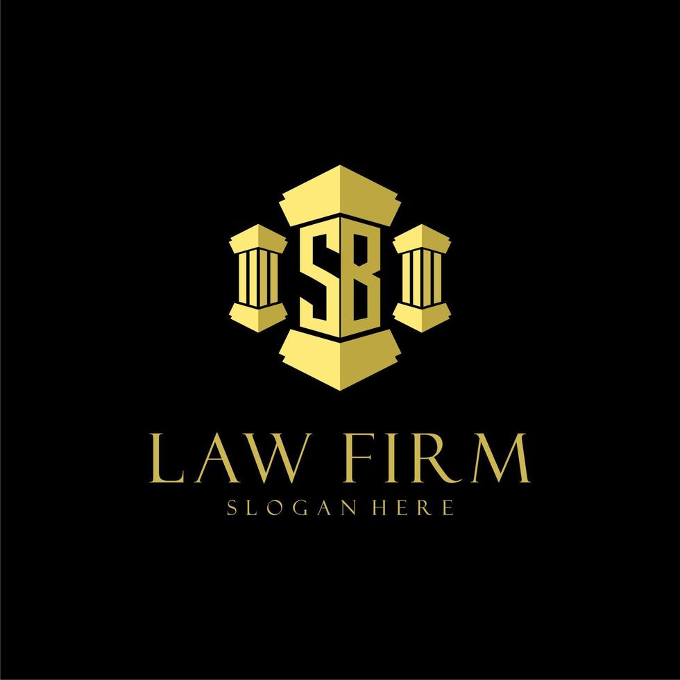 sb Anfangsmonogramm-Logo für Anwaltskanzlei mit Säulendesign vektor