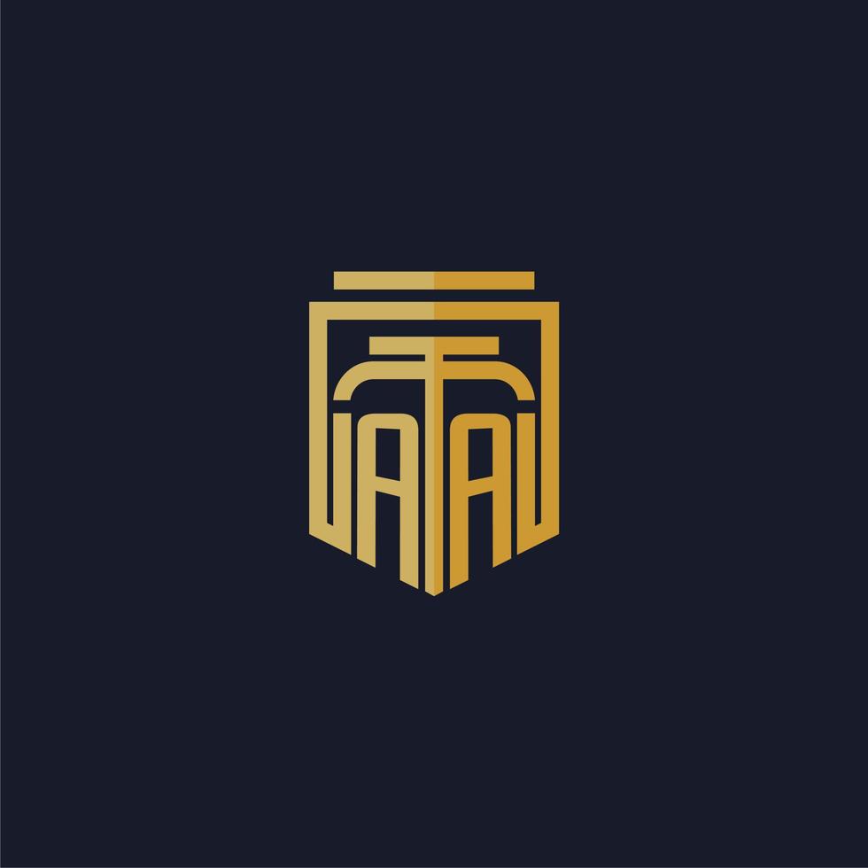 aa initiales monogramm logo elegant mit schild stil design für wandbild anwaltskanzlei gaming vektor