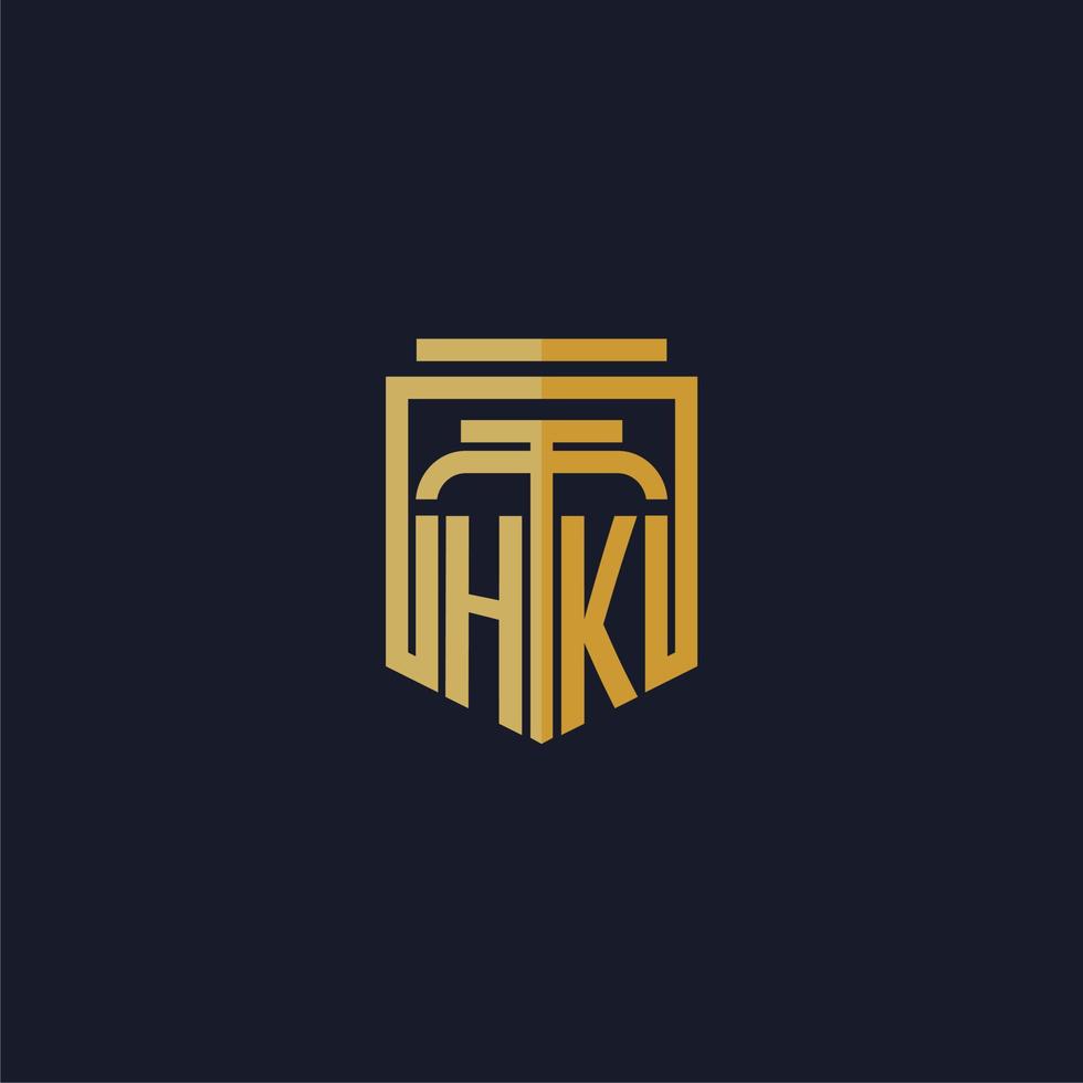 hk första monogram logotyp elegant med skydda stil design för vägg mural advokatbyrå gaming vektor