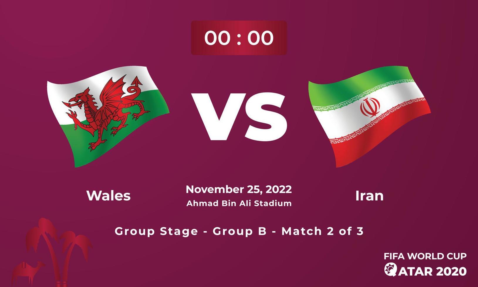 wales mot iran fotboll matchmall, fifa värld kopp i qatar 2022 vektor