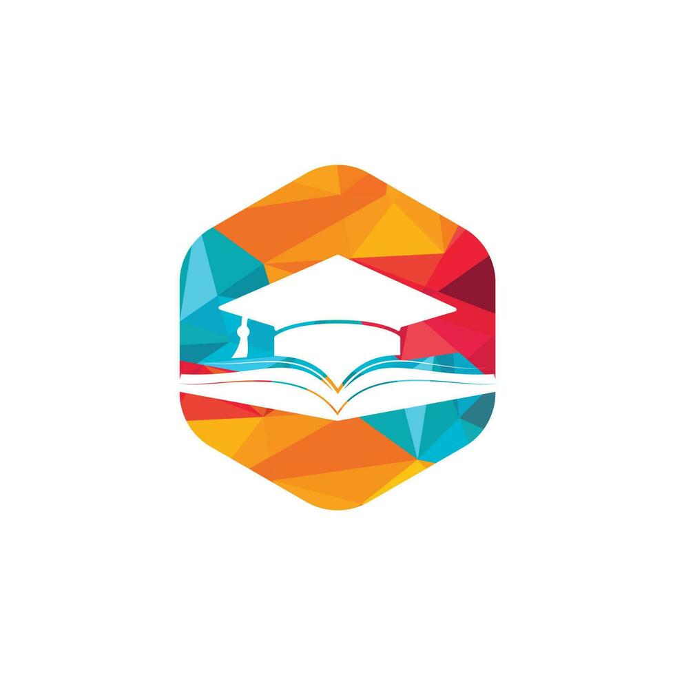 Abschlusshut und Buchvektor-Logo-Vorlage. Bildung-Logo-Konzept. vektor
