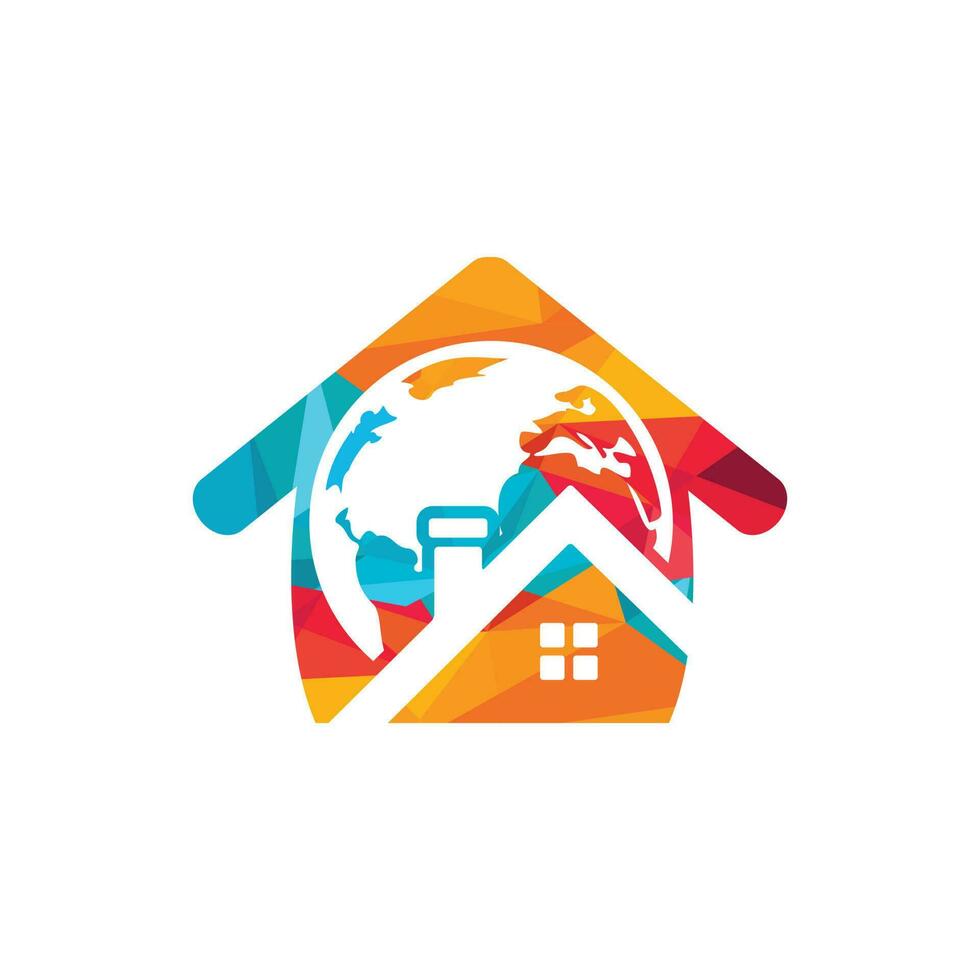 Designvorlage für globales Home-Vektor-Logo. Welthaus-Vektor-Logo-Design-Konzept. vektor