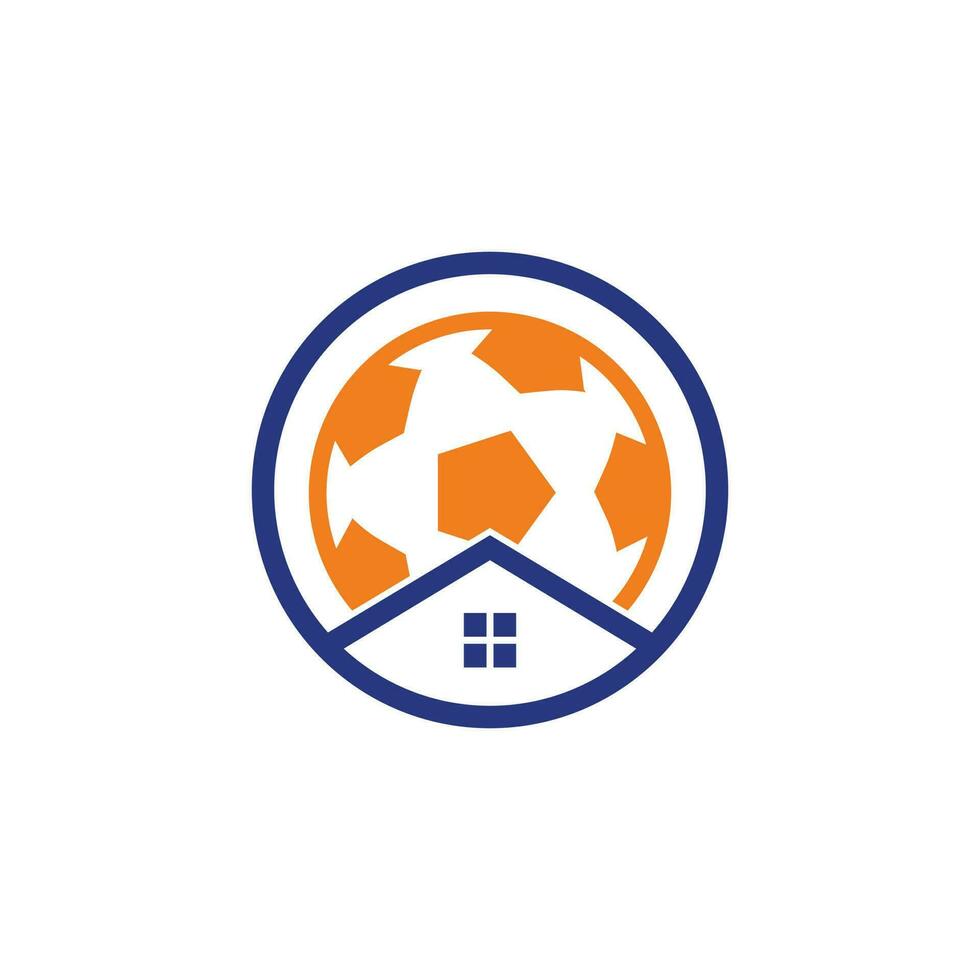 Fußball-Home-Vektor-Logo-Design. Fußball-Platz-Logo-Konzept. vektor