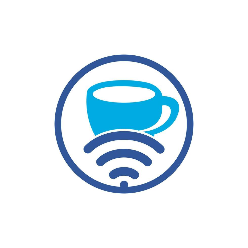 Kaffeetasse mit WLAN-Vektorsymbol-Logo. kreative Logo-Design-Vorlage für Café oder Restaurant. vektor