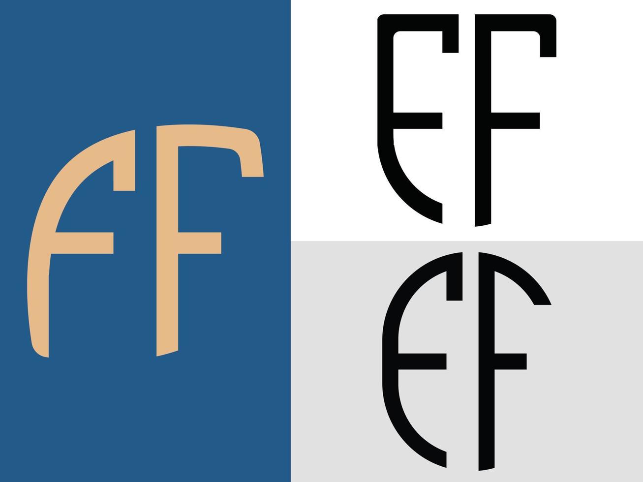 kreativ första brev ff logotyp mönster bunt vektor