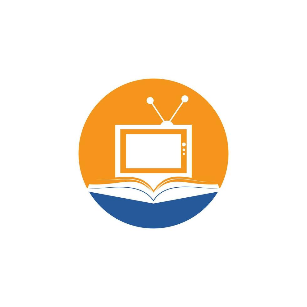 Buch TV-Vektor-Logo-Vorlage-Design. einzigartige designvorlage für buchhandlungen, bibliotheken und medienlogos. vektor