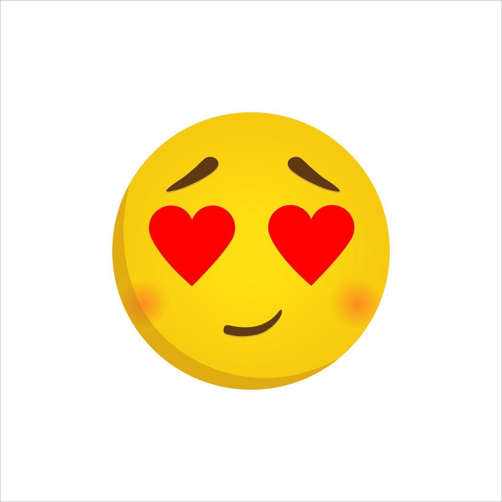 emoji med ögon i de form av en hjärta. runda kärleksfull karaktär. vektor illustration isolerat på en vit bakgrund.