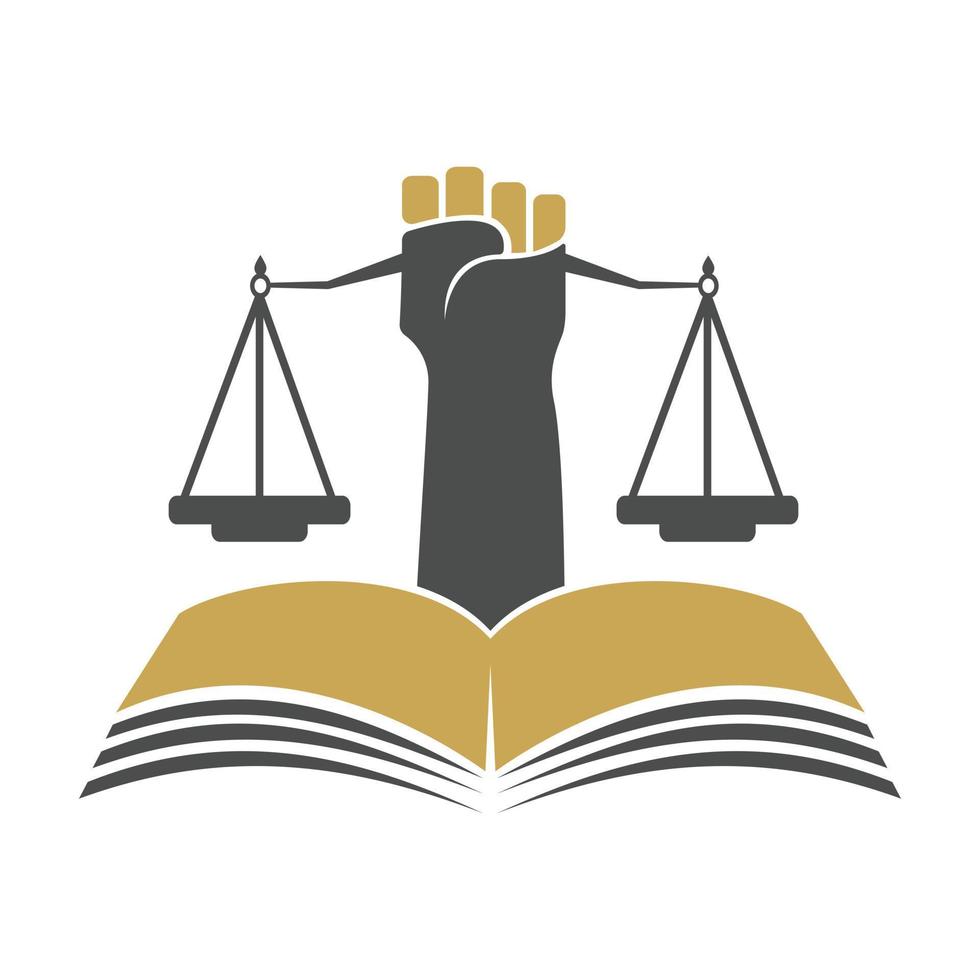 bildungsgesetz balance und anwaltsmonogramm-logo-design. Design des Logos für offenes Buch der Anwaltskanzlei. vektor