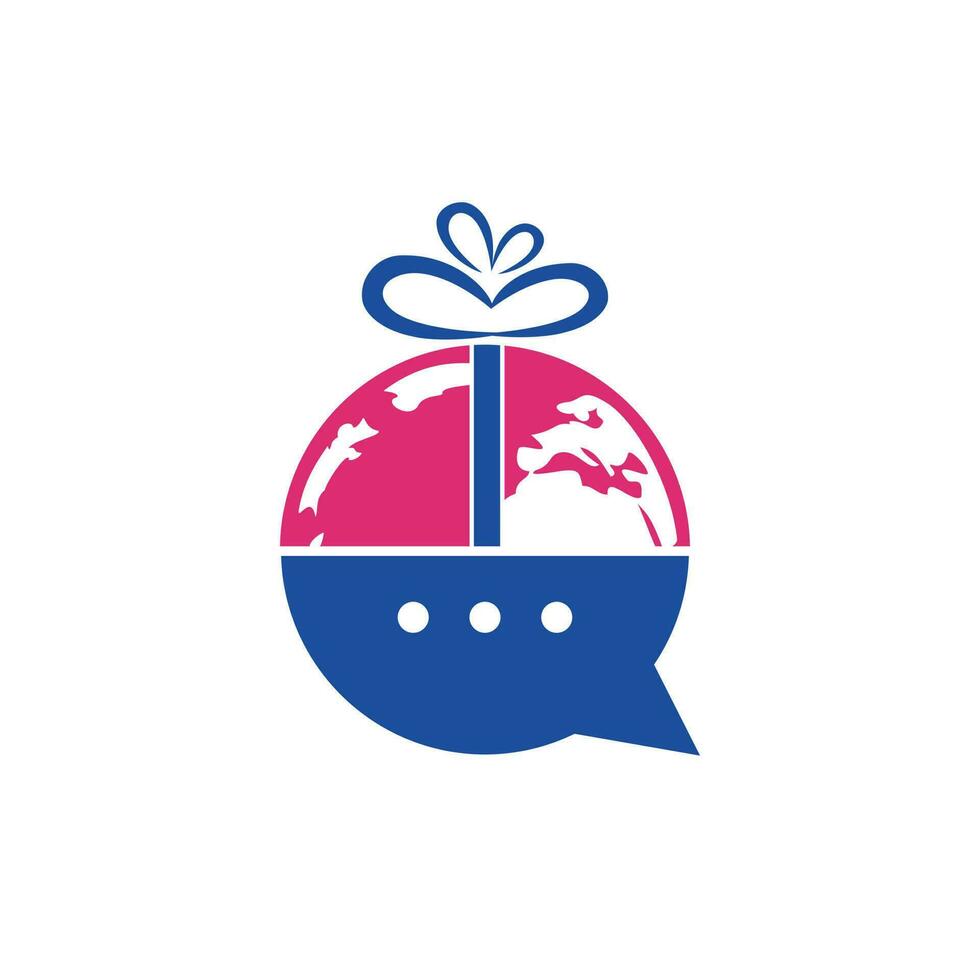 Geschenk-Chat modernes und einfaches Logo-Design. Geschenk mit Bubble-Chat-Talk-Logo-Icon-Vektor-Design. vektor