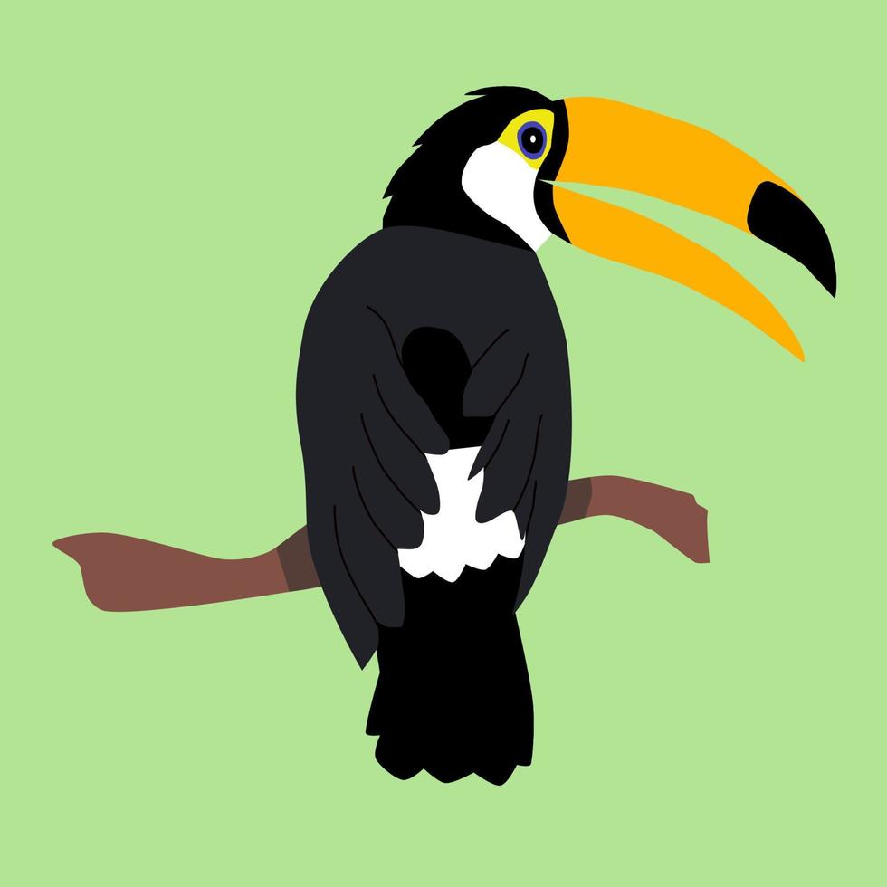 Tukanvogel auf einem Ast in Flachtechnik vektor