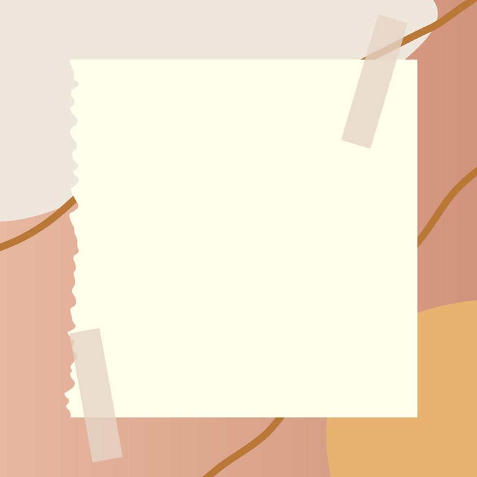 fyrkant papper notera med abstrakt klotter och lutning ram bakgrund vektor