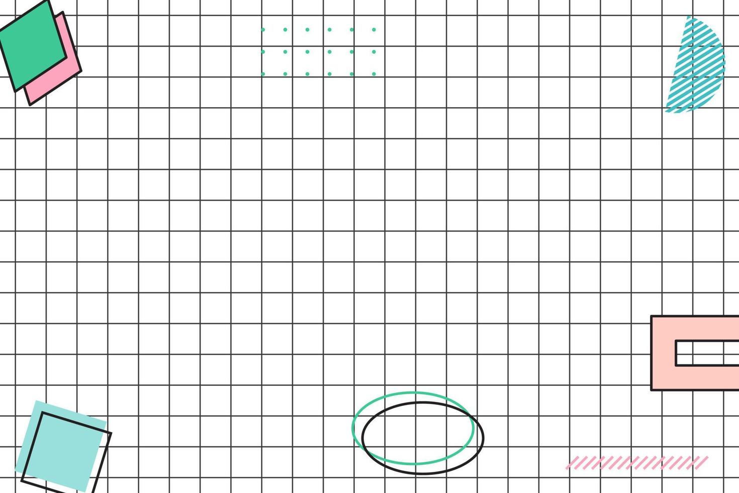 platt svart rutnät geometrisk memphis bakgrund vektor