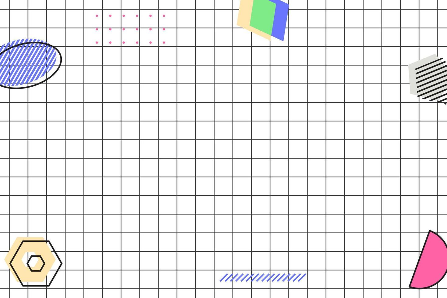 platt svart rutnät geometrisk memphis bakgrund vektor