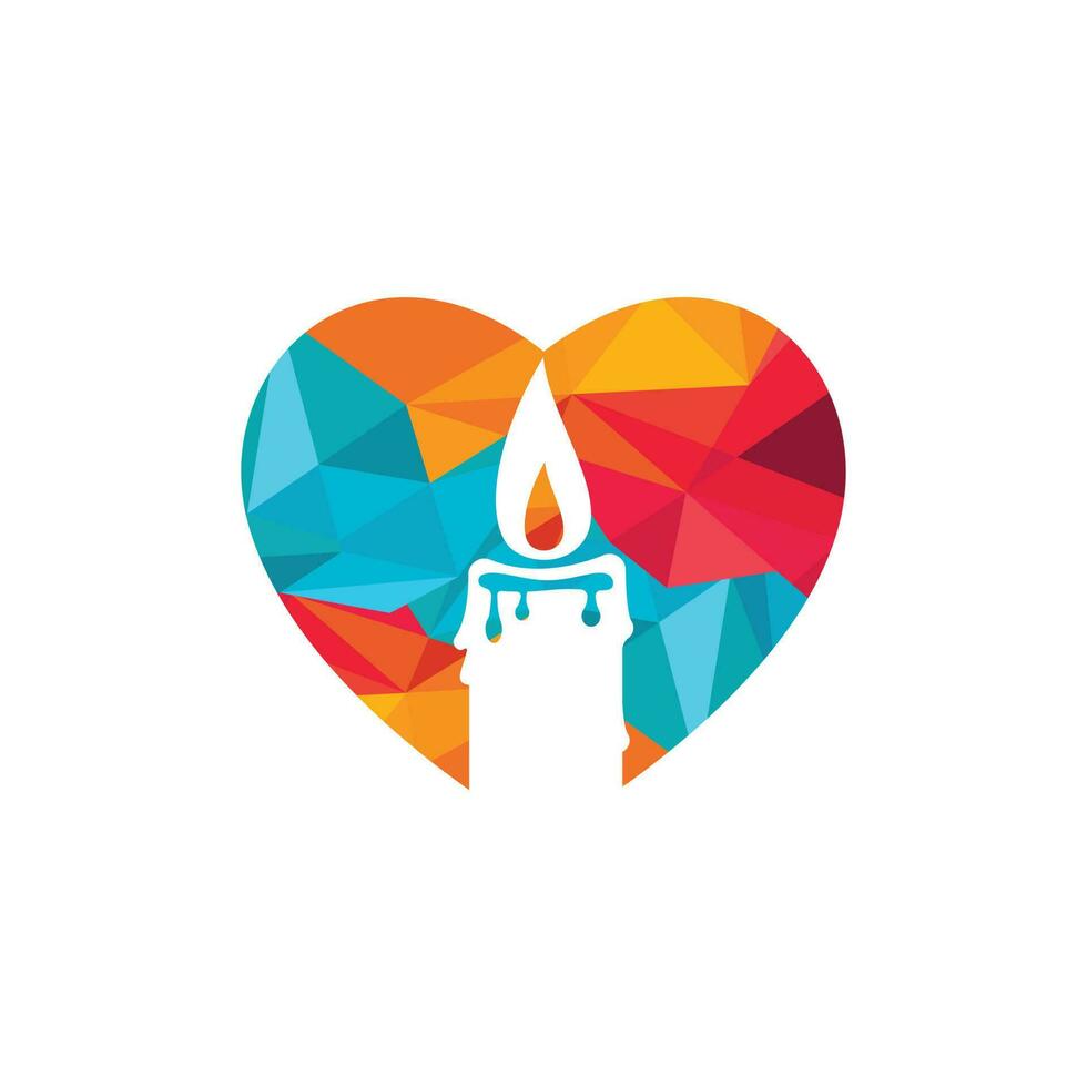 Kerze Herzform Konzept Logo Design Illustration. Kerzenlicht romantisches Vektor-Logo-Design. vektor