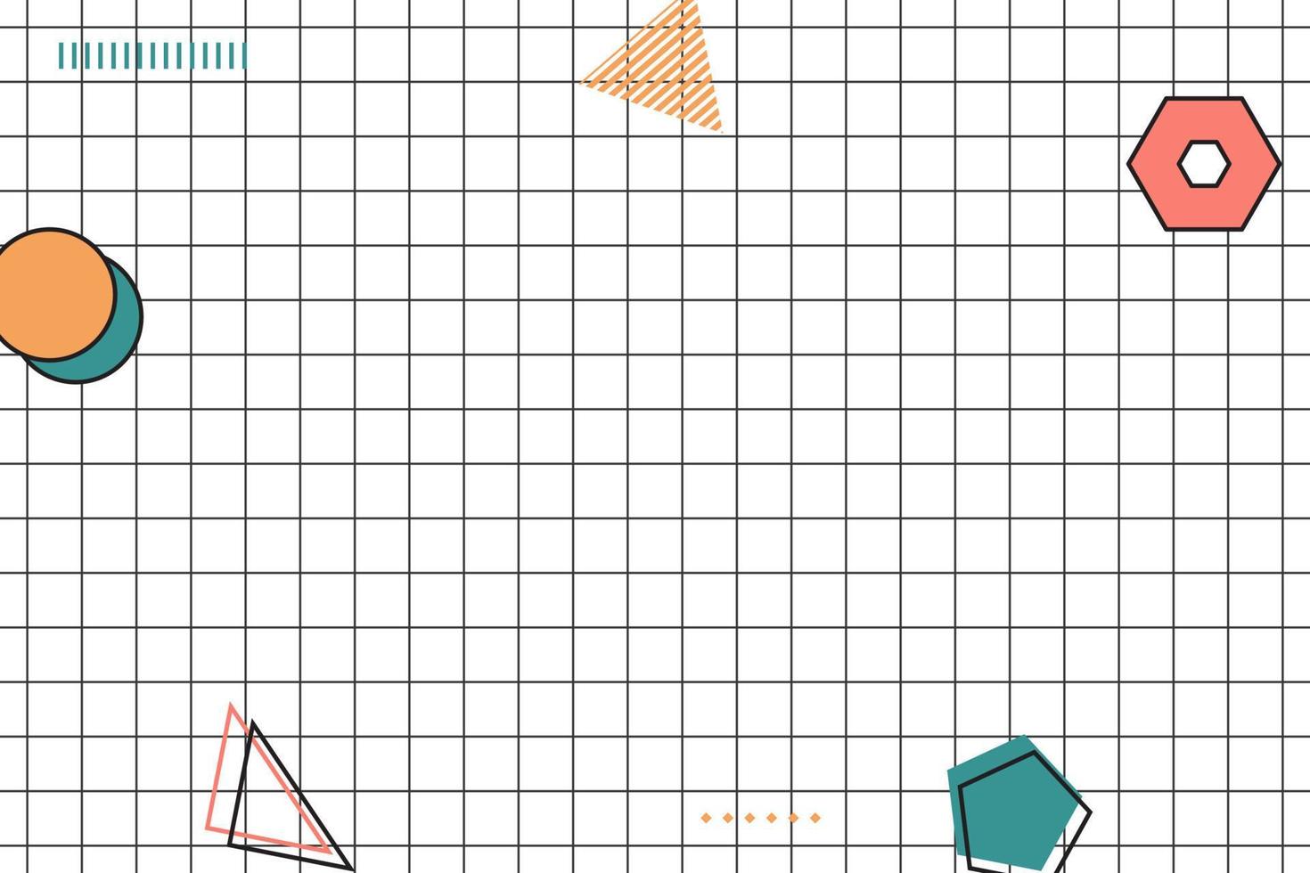 platt svart rutnät geometrisk memphis bakgrund vektor