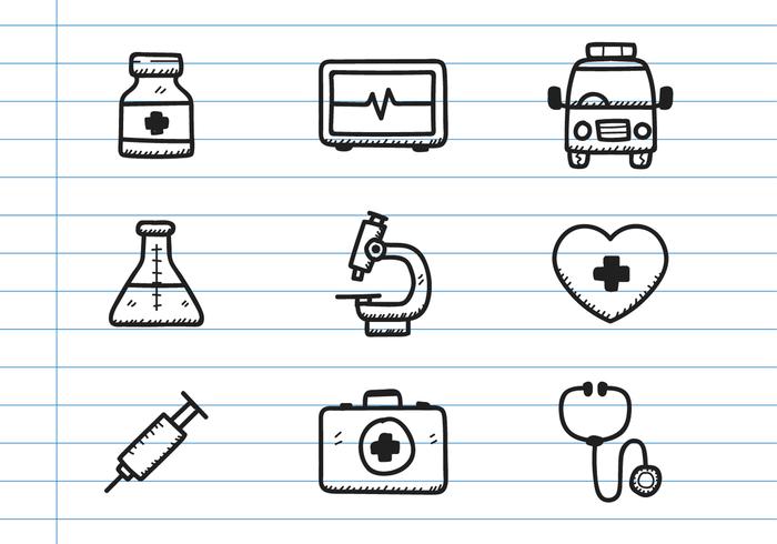 Medicinsk ikon doodle vektor