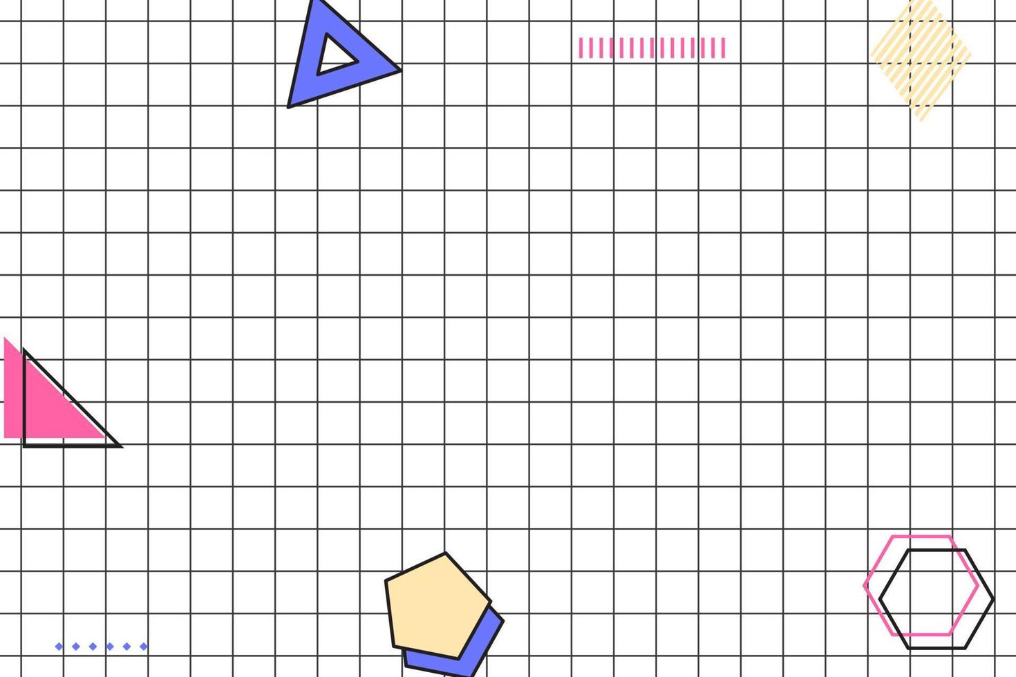 platt svart rutnät geometrisk memphis bakgrund vektor