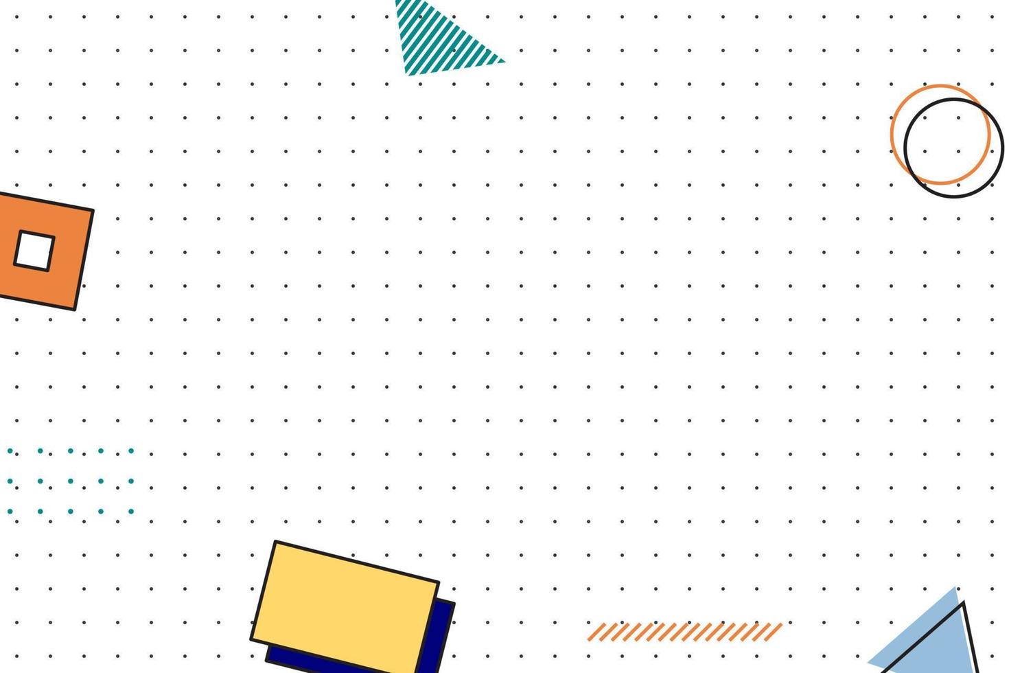 flacher geometrischer Memphis-Hintergrund mit gepunktetem Gitter vektor