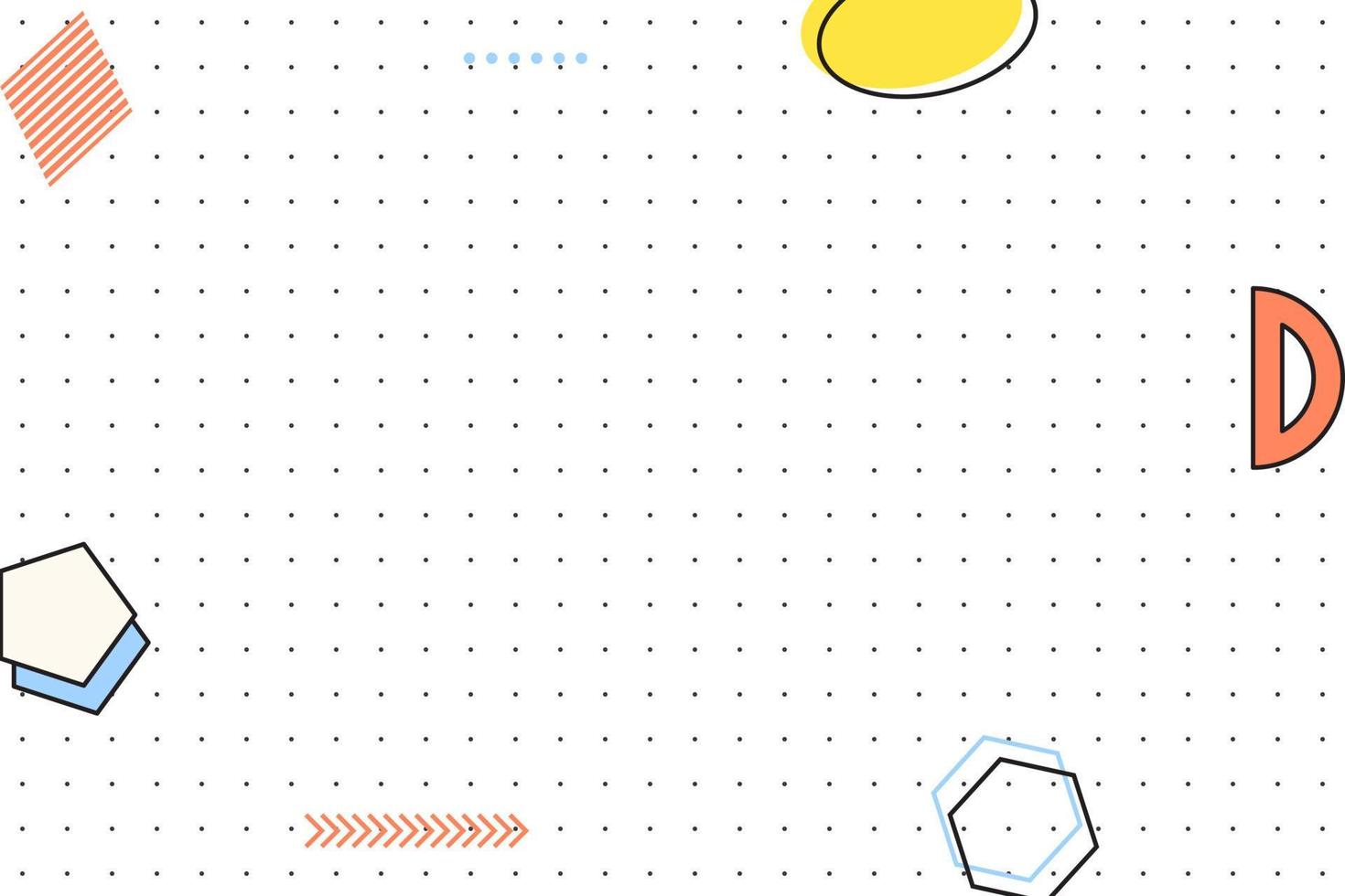 flacher geometrischer Memphis-Hintergrund mit gepunktetem Gitter vektor