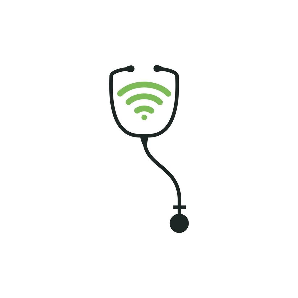 Stethoskop wifi medizinisches Logo-Icon-Design. Stethoskop mit Symbol für WLAN-Signale. vektor