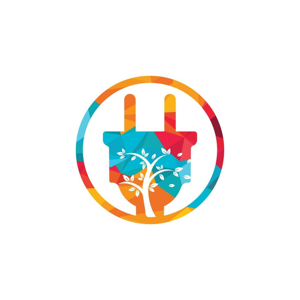 Ökostrom-Logo-Konzept. elektrisches Steckersymbol mit Baum. vektor