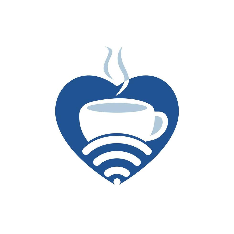 kaffeetasse mit wifi und herzvektorikonenlogo. kreative Logo-Design-Vorlage für Café oder Restaurant. vektor