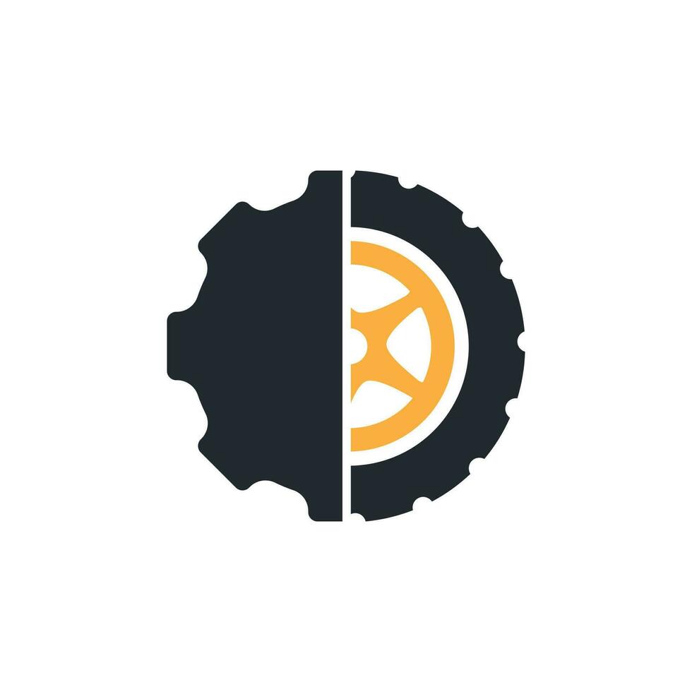 Reifen- und Zahnradsymbol-Vektorlogo. Auto-Service-Vektor-Logo-Vorlage. vektor