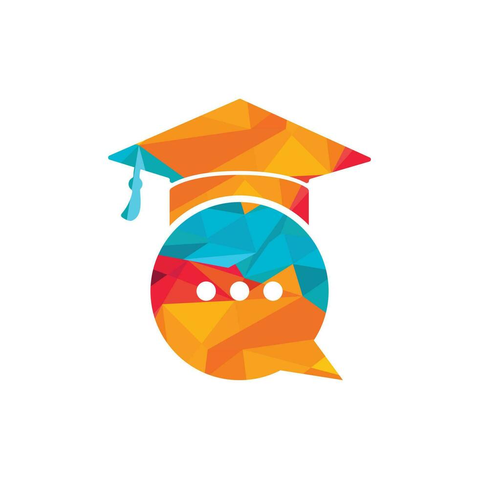 Bildung sprechen Vektor-Logo-Design. Abschlusshut mit Chat-Blasen-Icon-Design. vektor