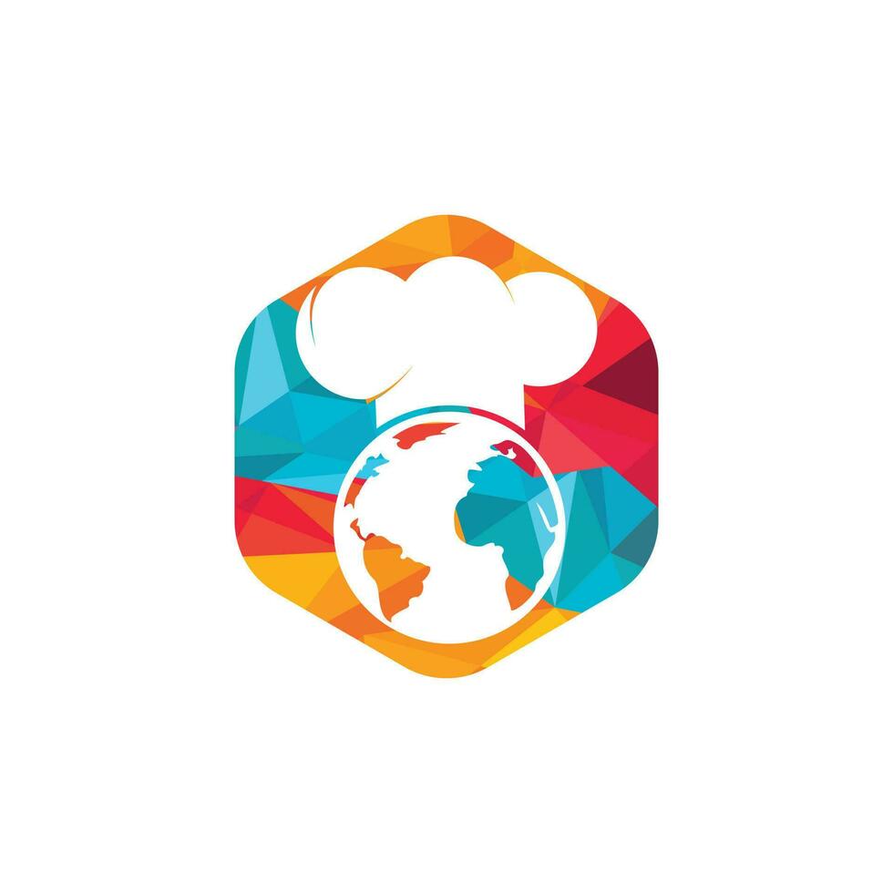 Global Chef-Vektor-Logo-Design. Kochplaneten-Vektor-Logo-Design-Vorlage. vektor