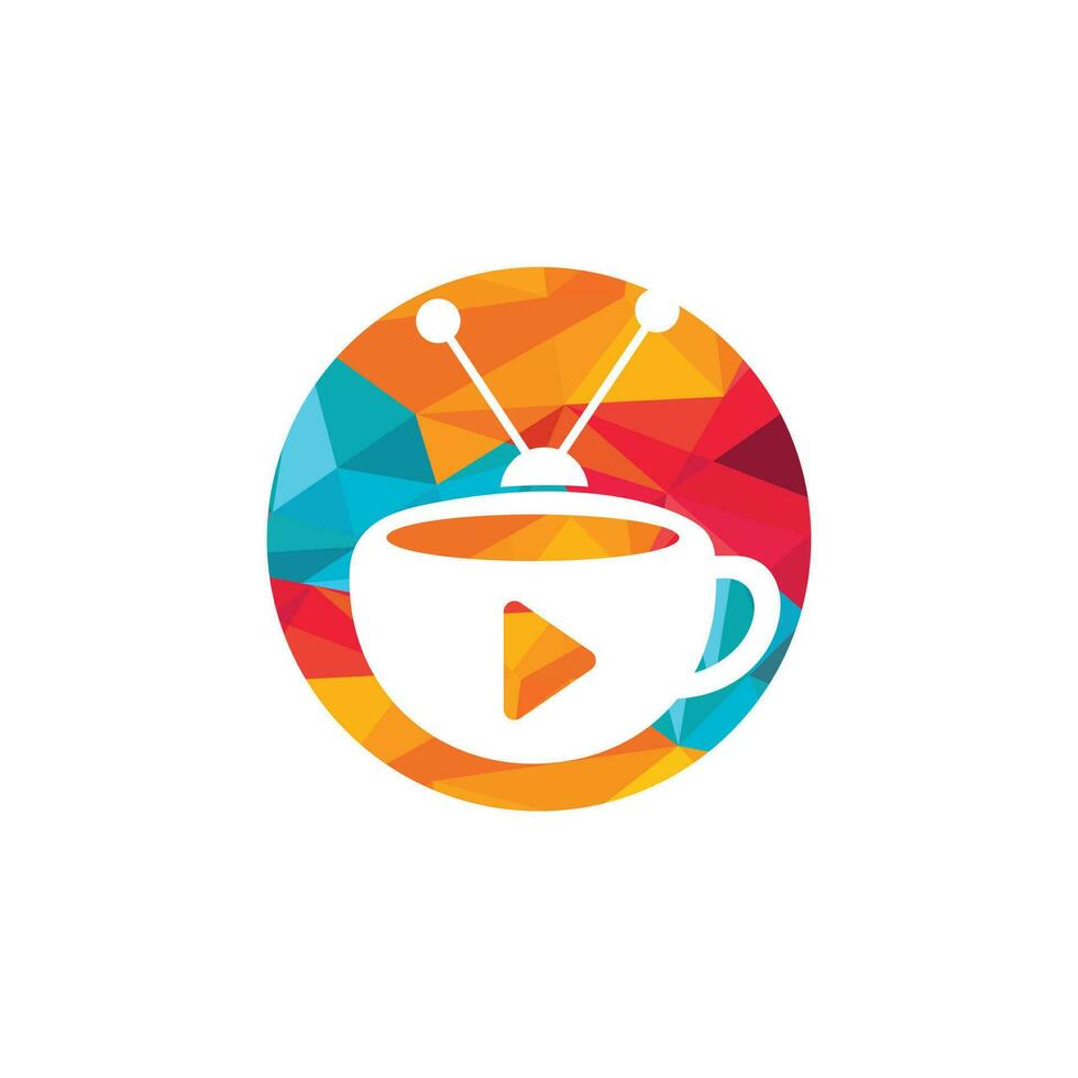 Kaffee-TV-Vektor-Logo-Design. kaffeetasse und fernseher-symbol-logo-konzept. vektor