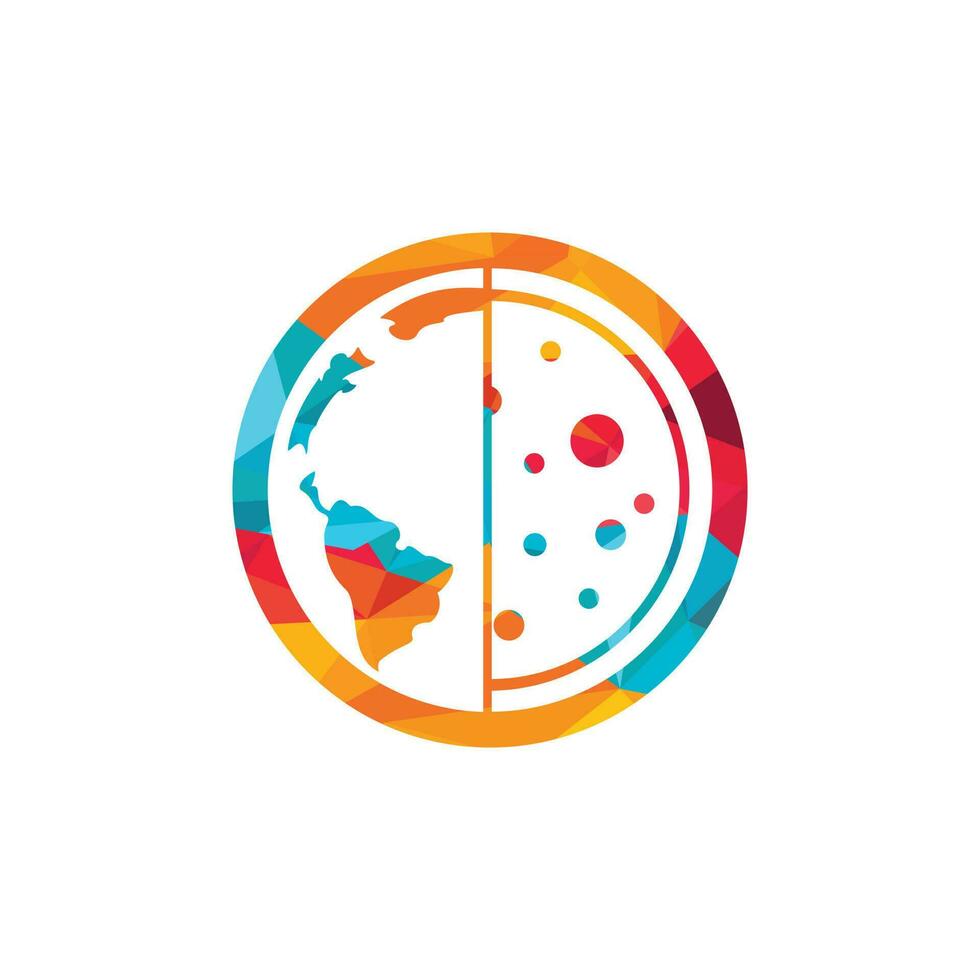 Pizza-Planet-Vektor-Logo-Design. einzigartige Pizzeria-Logo-Designvorlage. vektor