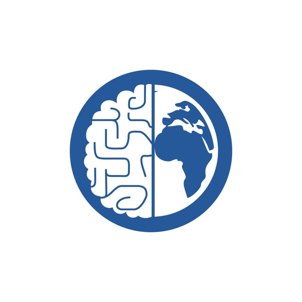 Weltgehirn-Vektor-Logo-Vorlage. Smart-World-Logo-Symboldesign. vektor