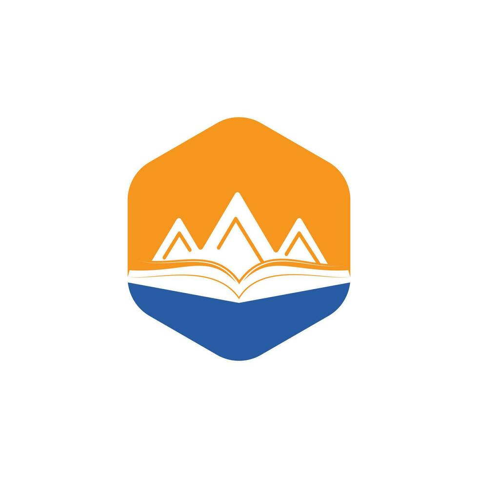 Bergbuch-Vektor-Logo-Design. Natur- und Buchhandlungssymbol oder -ikone. vektor