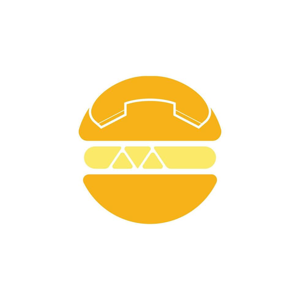 Food-Call-Logo-Design. Logo-Konzept für die Burger-Lieferung. Hamburger und Hörer-Symbol. vektor