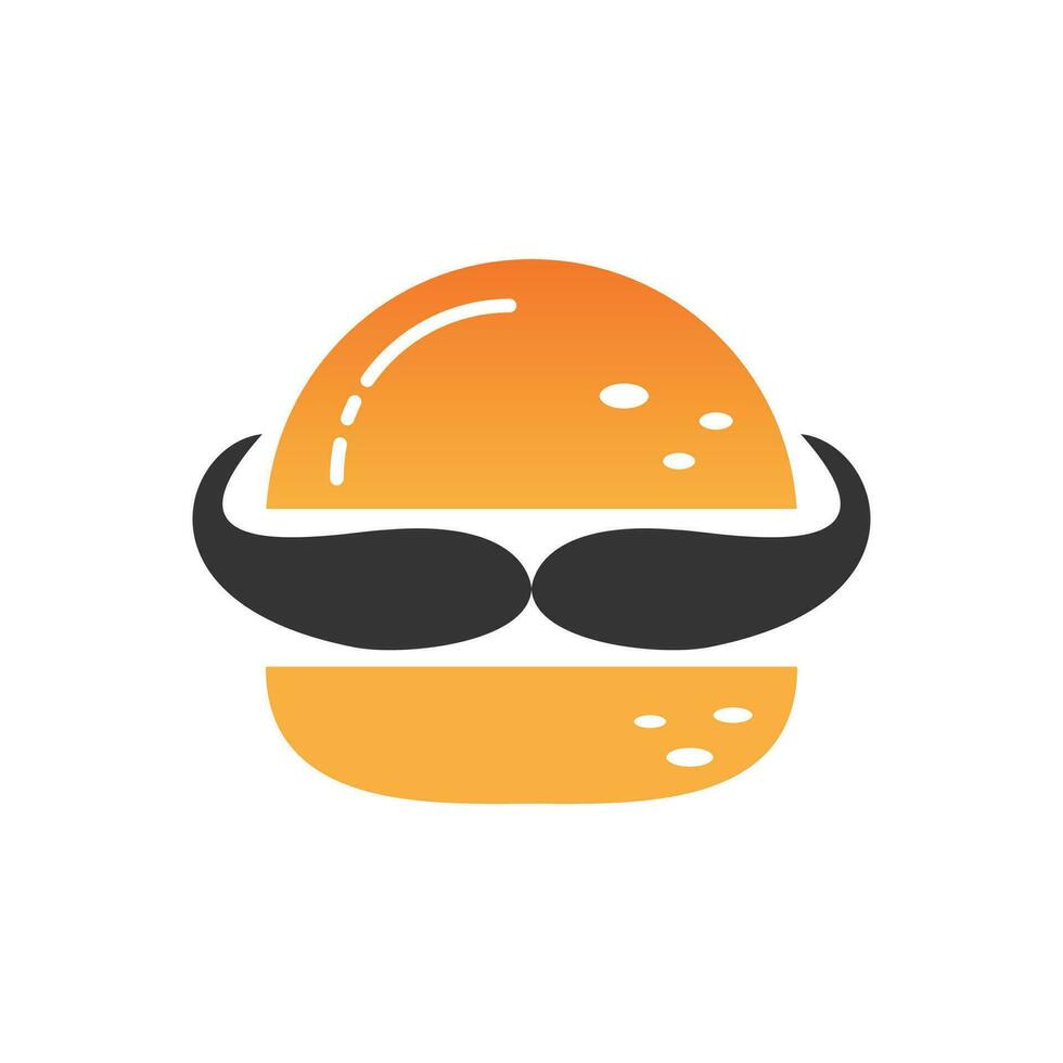 burger kung vektor logotyp design. burger med krona och mustasch ikon logotyp begrepp.