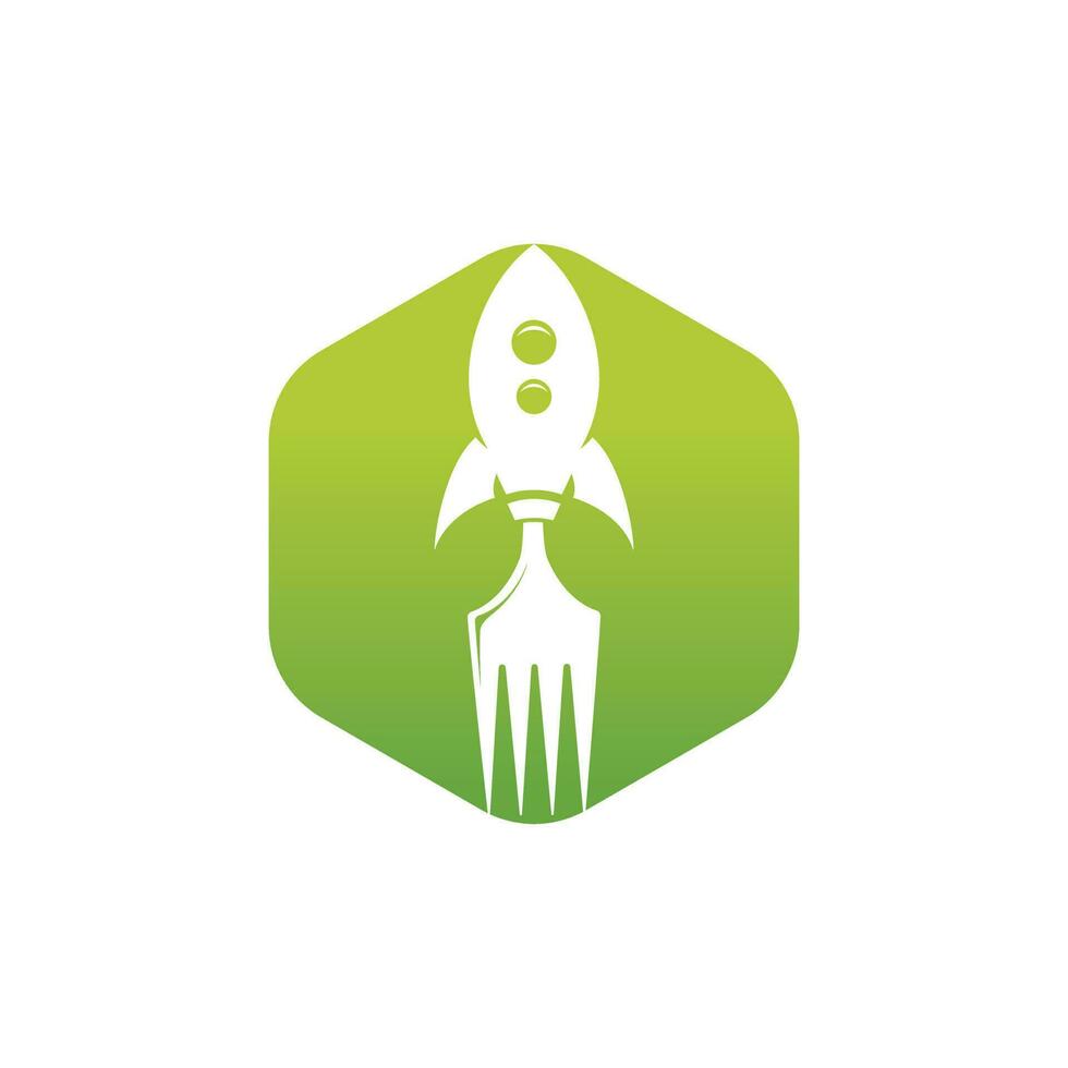 Raketen-Food-Logo-Design-Illustration. Logo-Vorlage für die Fast-Food-Lieferung. vektor