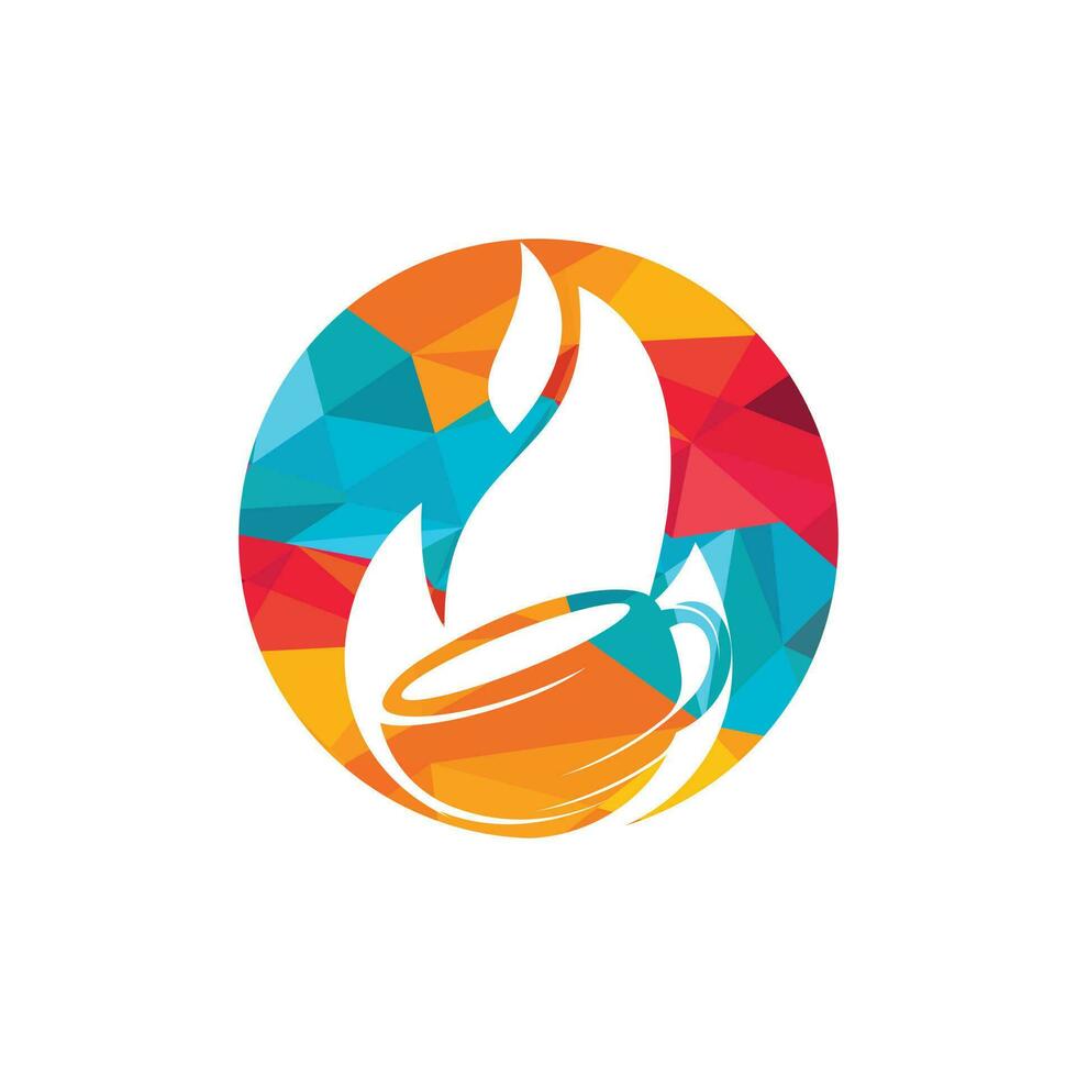 Feuer Flamme heißen gerösteten Kaffee-Logo-Design. Heißes Café-Logo mit Bechertasse und Feuerflammen-Icon-Design. vektor
