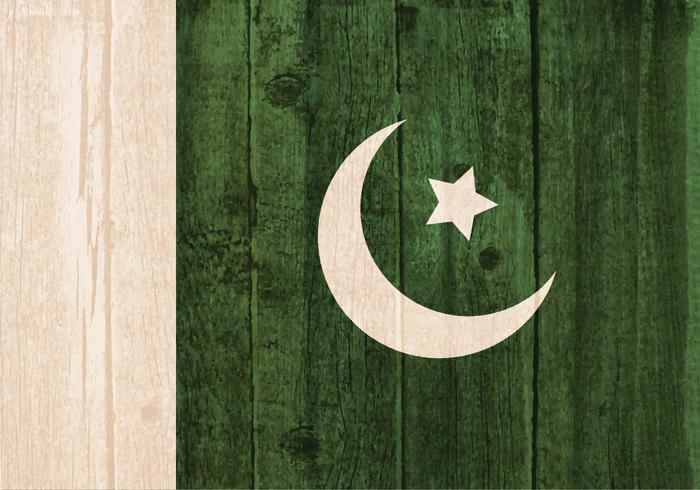 Gratis Vector Flag Of Pakistan Målat På Trä Bakgrund