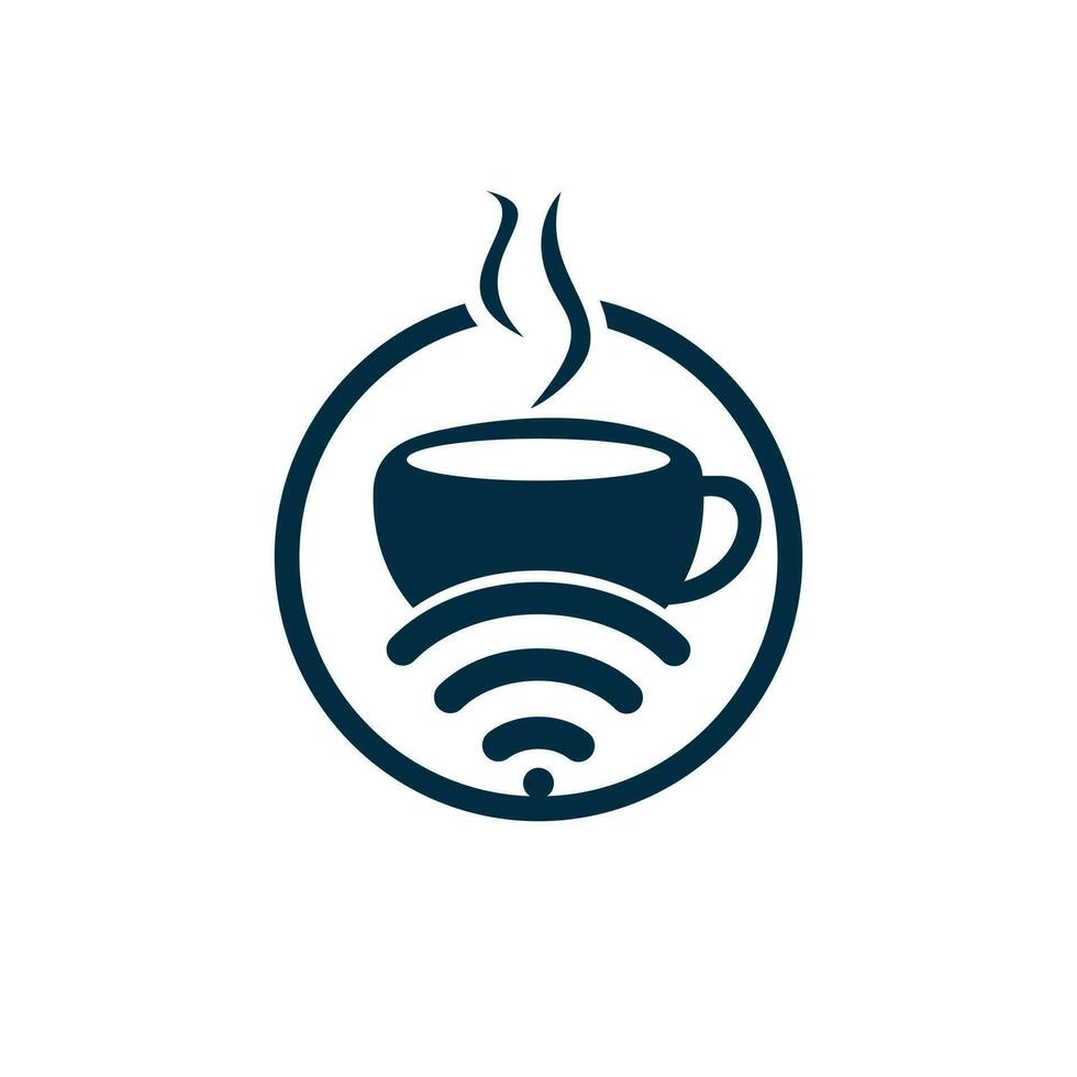 Kaffeetasse mit WLAN-Vektorsymbol-Logo. kreative Logo-Design-Vorlage für Café oder Restaurant. vektor