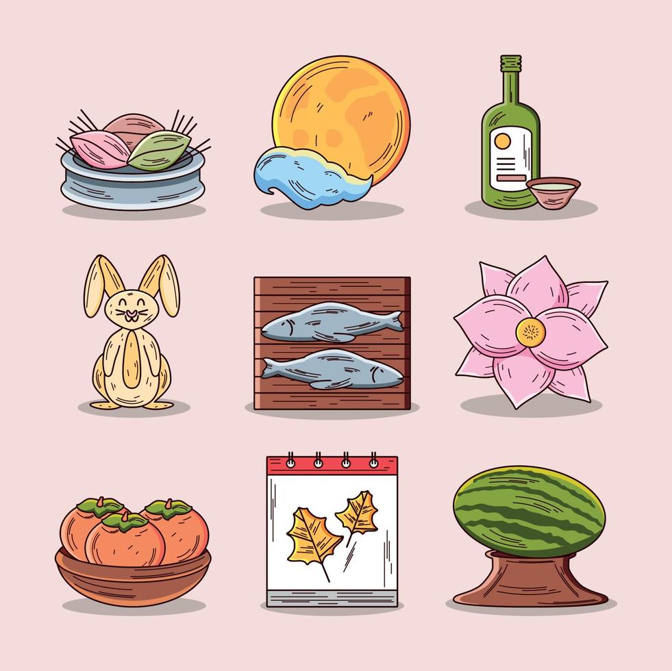 Symbole koreanisches Chuseok vektor