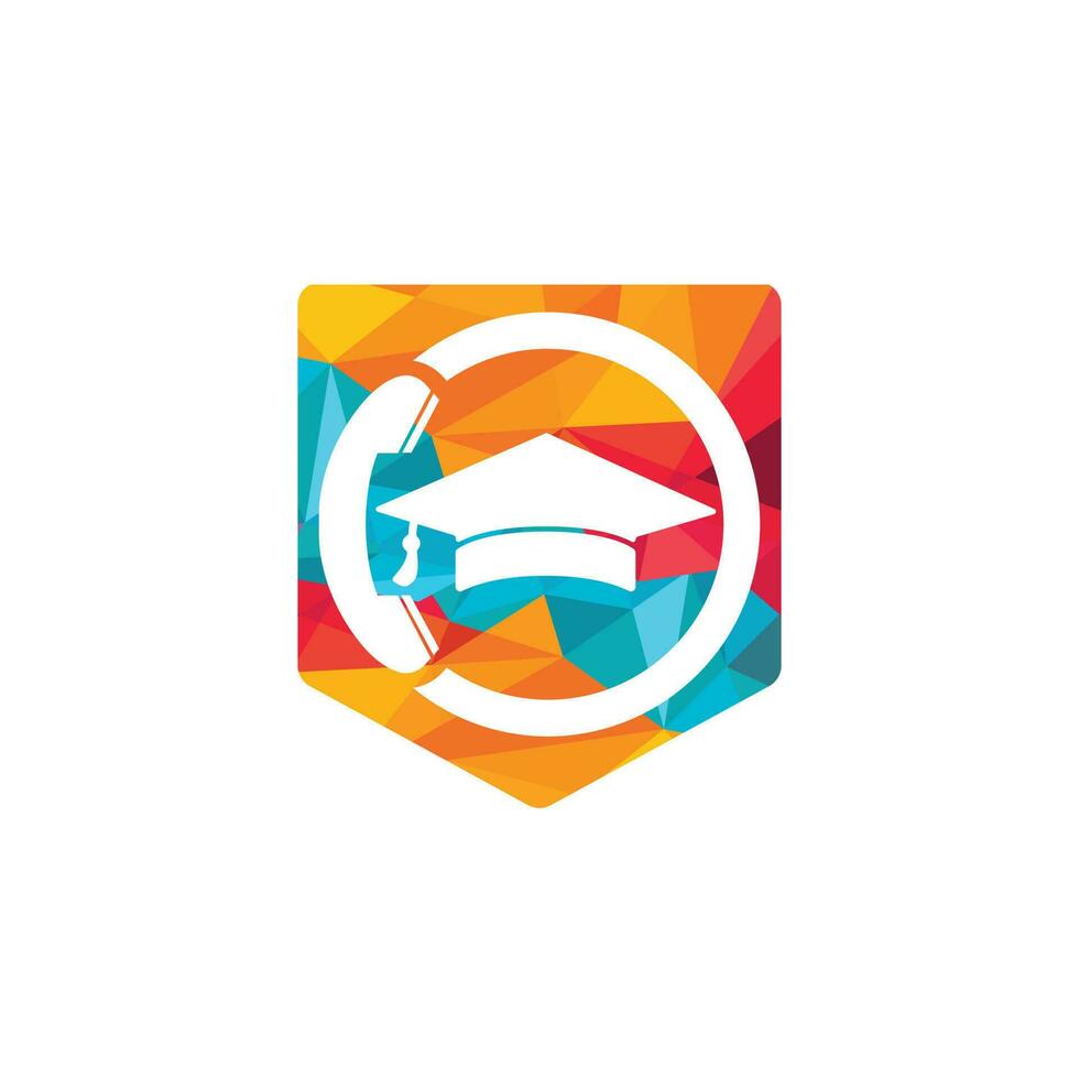 Bildungsanruf-Vektor-Logo-Design-Vorlage. Graduierungskappe und Mobilteil-Symbol-Logo. vektor