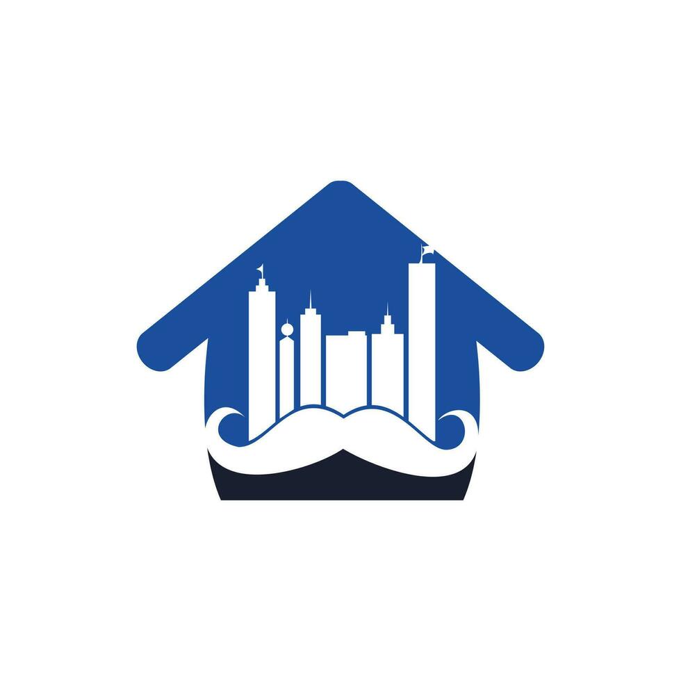 Schnurrbart-Gebäude-Vektor-Logo-Design. starkes Wolkenkratzer-Logo-Designkonzept. vektor