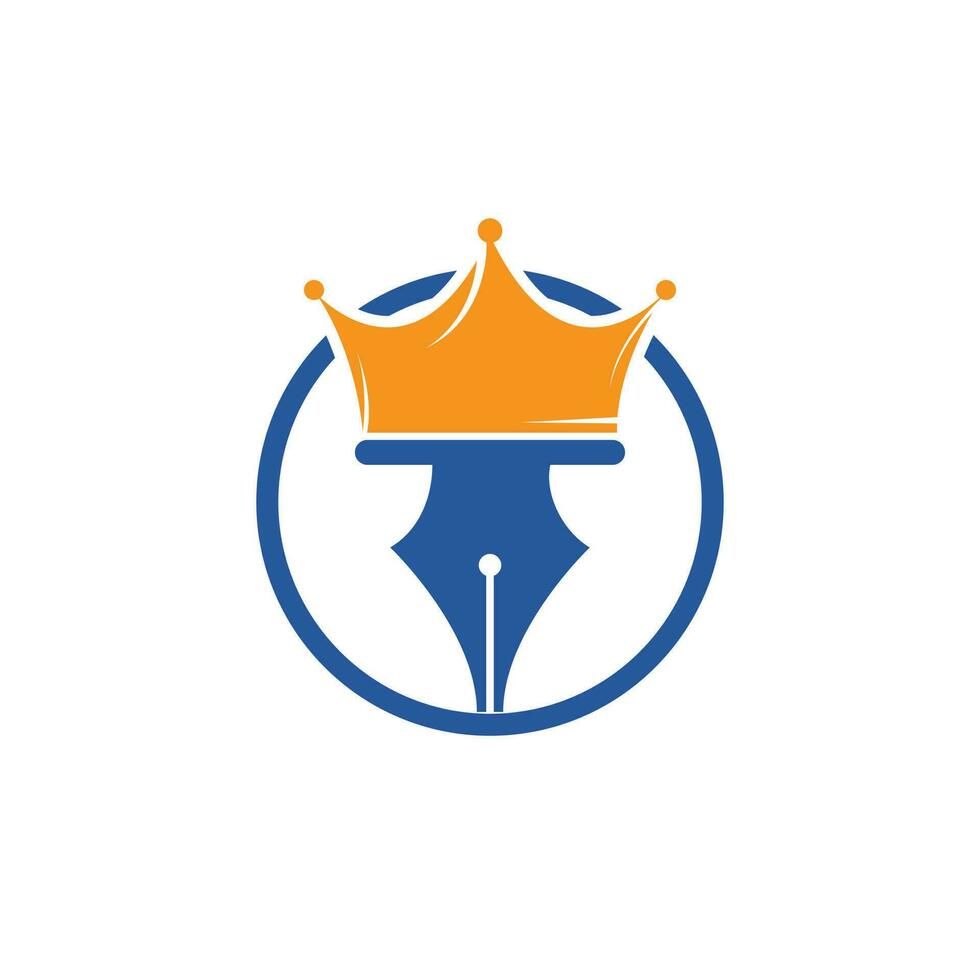 King-Pen-Vektor-Logo-Design. Royal Pen Crown Logo-Design-Vektor-Vorlage. vektor