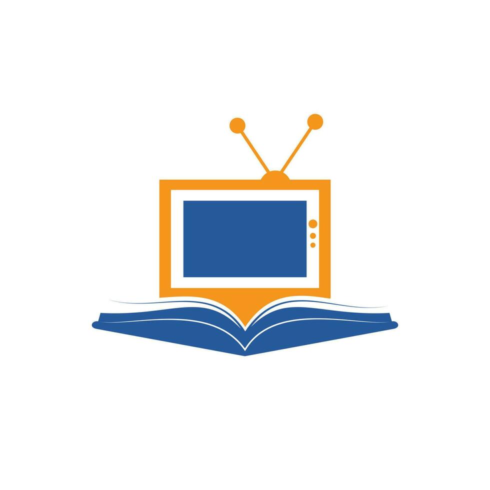 Buch TV-Vektor-Logo-Vorlage-Design. einzigartige designvorlage für buchhandlungen, bibliotheken und medienlogos. vektor