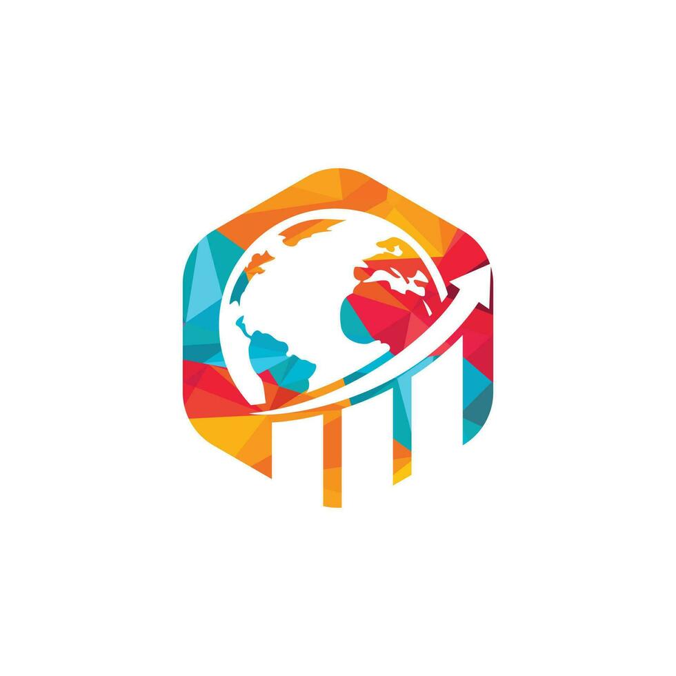 Weltstatistik-Vektor-Logo-Design-Vorlage. World Finance-Logo-Design-Konzept. vektor