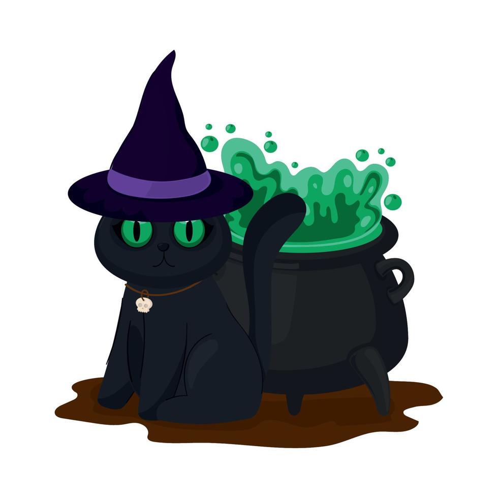 Halloween-Katze mit Hut vektor