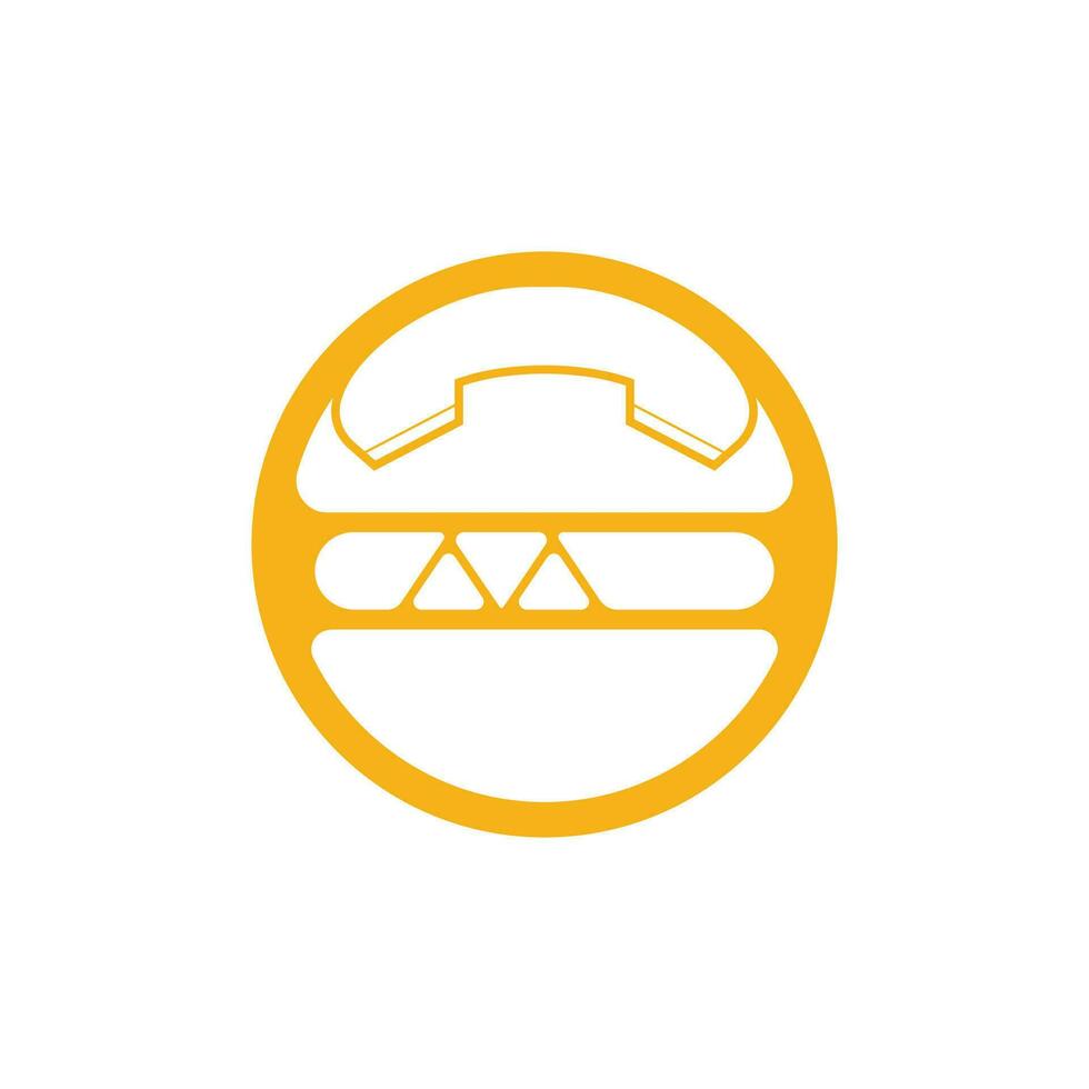 Food-Call-Logo-Design. Logo-Konzept für die Burger-Lieferung. Hamburger und Hörer-Symbol. vektor